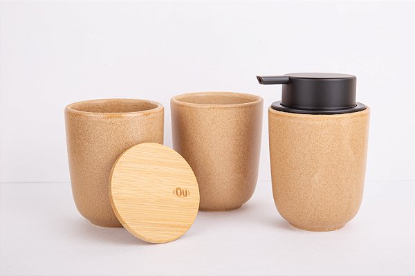 Conjunto Banheiro Em Cerâmica | Caramelo - 3 Peças