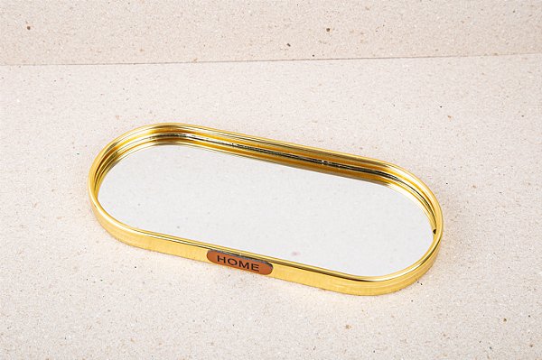 Bandeja Metal Espelho | Dourada - 1,5x9,5x22 cm