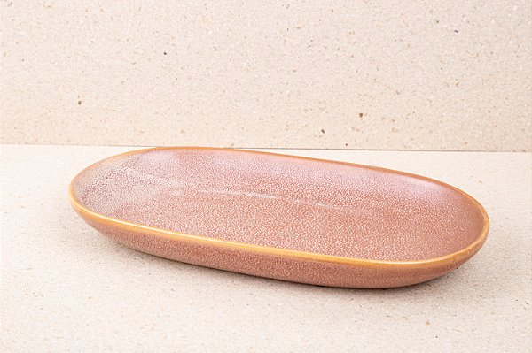 Bandeja Cerâmica Oval | Terracota - 3x14,5x26 cm