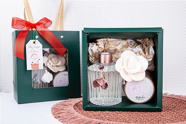 Kit Difusor de Aroma com Rosa de Gesso e Vela na Sacola