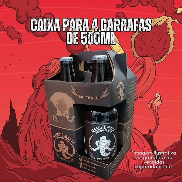Caixa para 4 garrafas de 500ml