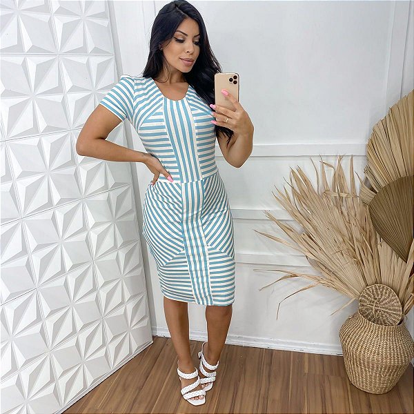 Vestido tubinho de best sale listra