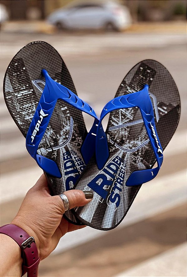 Chinelo Rider Masculino Preto/Azul