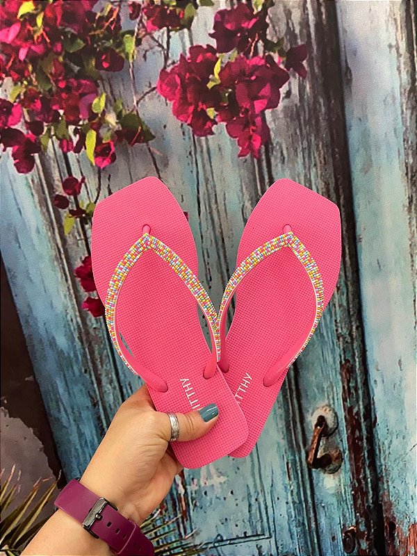 Chinelo Rafitthy Miçanga Rosa - FORMA PEQUENA