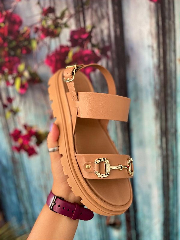 Sandália Moleca Flatform Bege