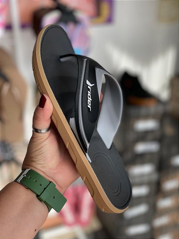 Chinelo Rider Masculino Preto/Cinza