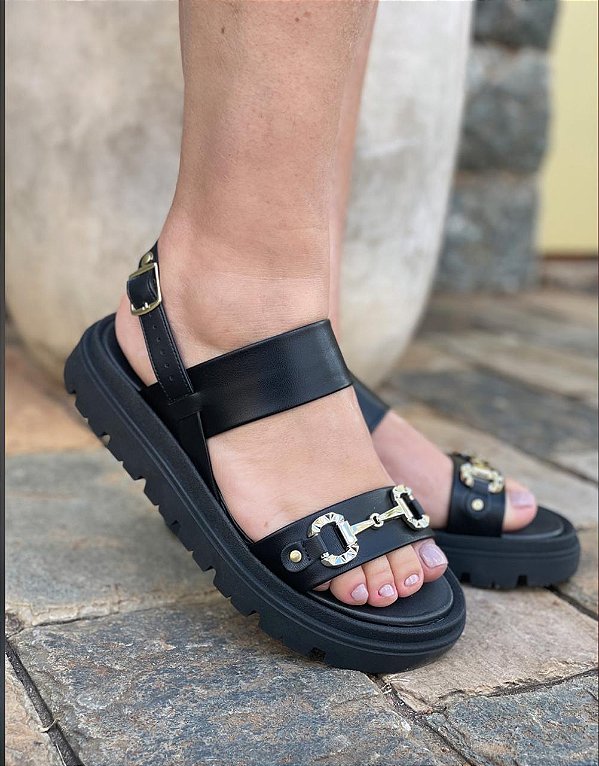 Sandália Moleca Flatform Preta