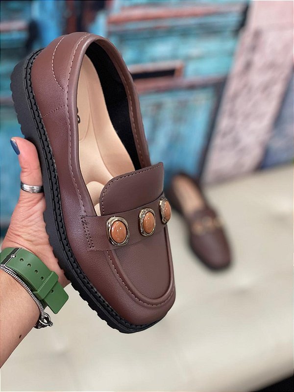 Mocassim Moleca Marrom Café