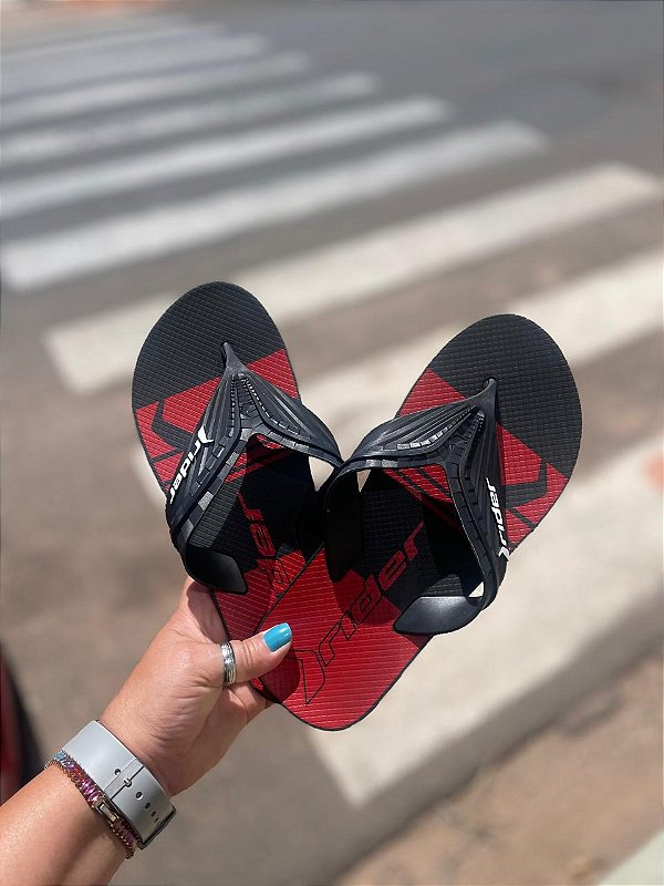 Chinelo Rider Masculino Preto/Vermelho