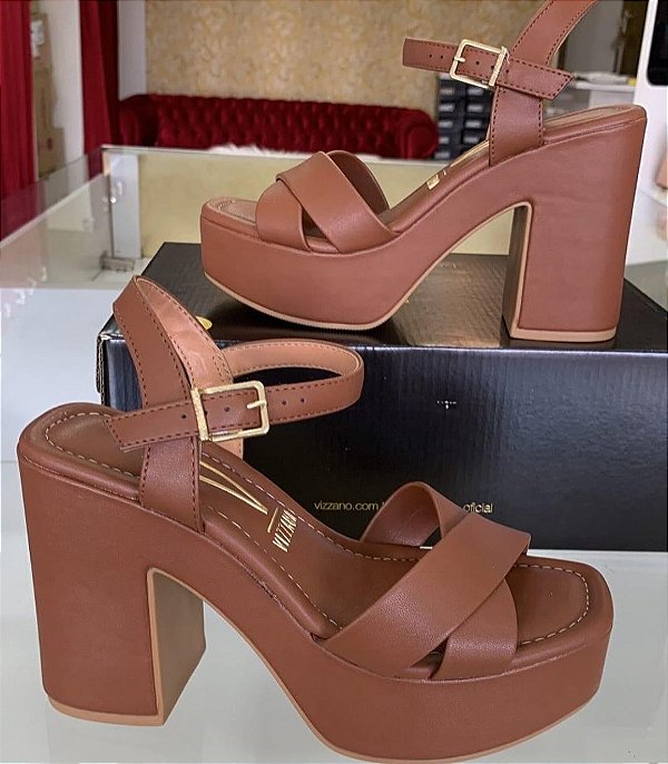 Sandália Vizzano Plataforma Salto Caramelo