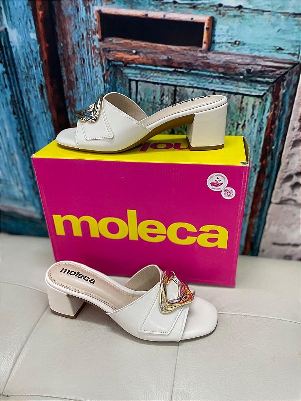 Tamanco Moleca Salto Bloco Off White