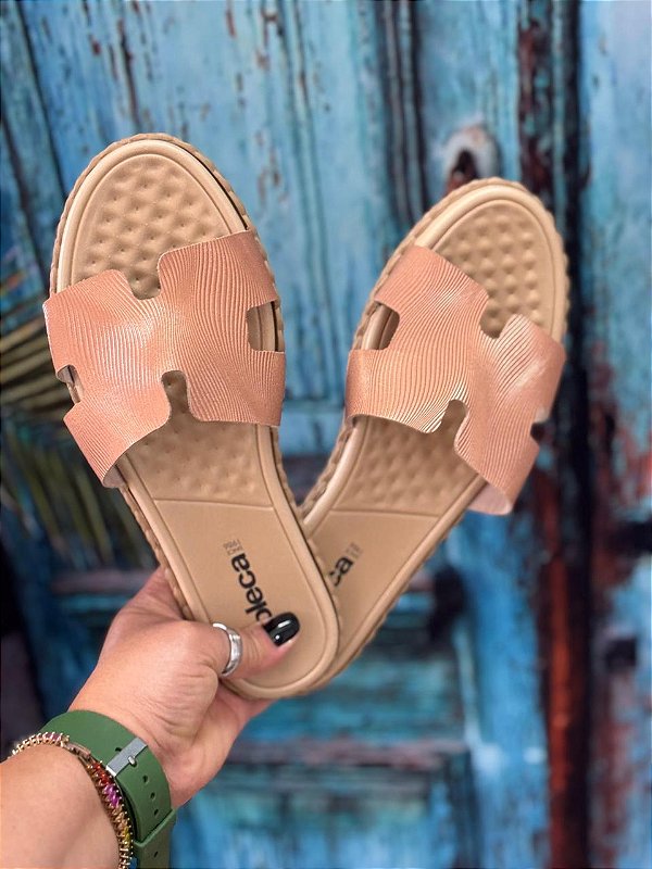 Slide Moleca Rasteira Bege