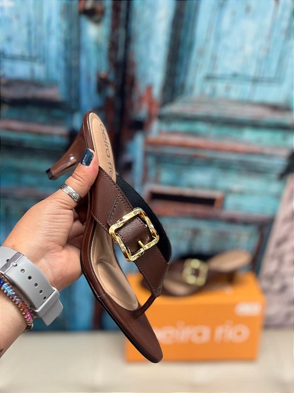 Tamanco Beira Rio Salto Alto Chocolate