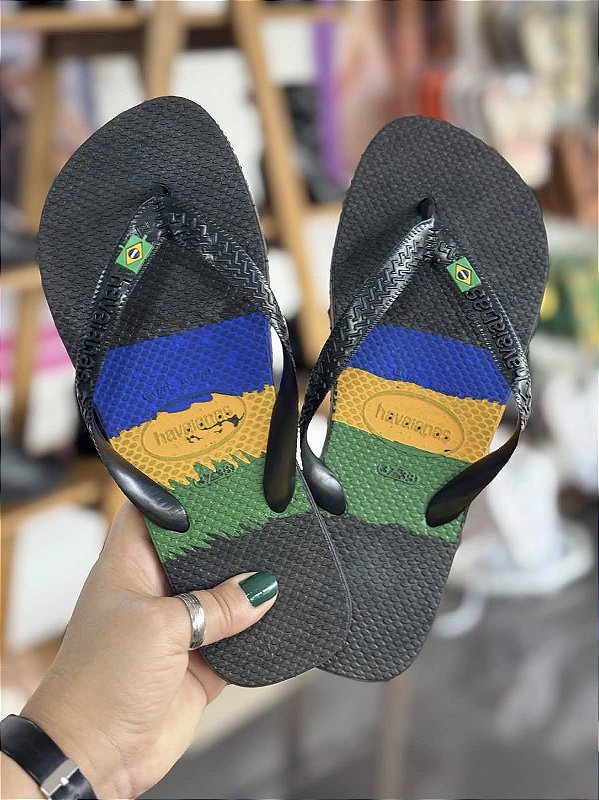 Chinelo Havaianas Masculino Preto Brasil