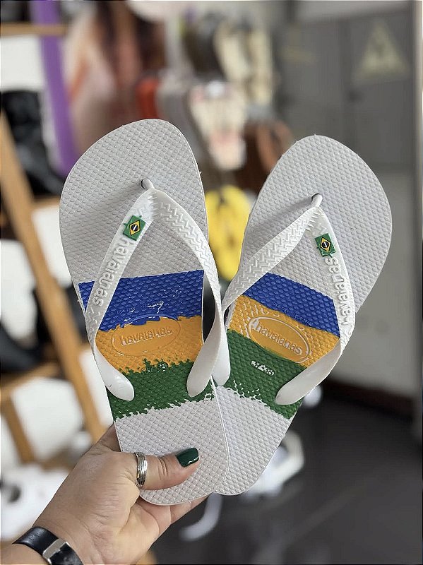 Chinelo Havaianas Masculino Branco Brasil