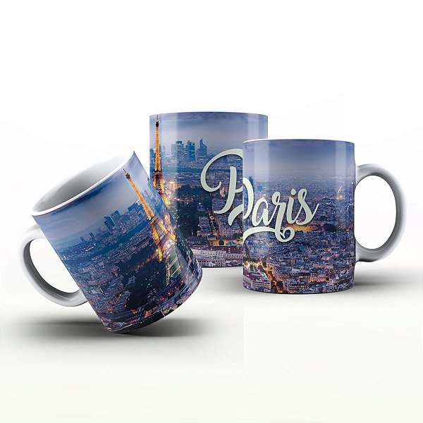 Caneca Personalizada Lugares   - Torre Paris noturno