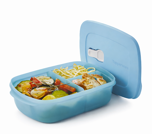Tupperware® Cristalwave® Retangular c/ Divisórias Azul Céu - 1l