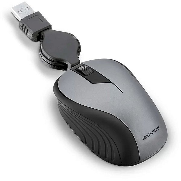 Mouse óptico USB retrátil cinza MO232 Multilaser