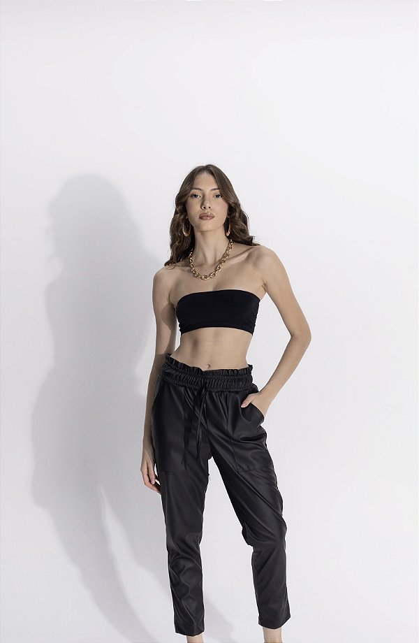 Jogger Couro Preto