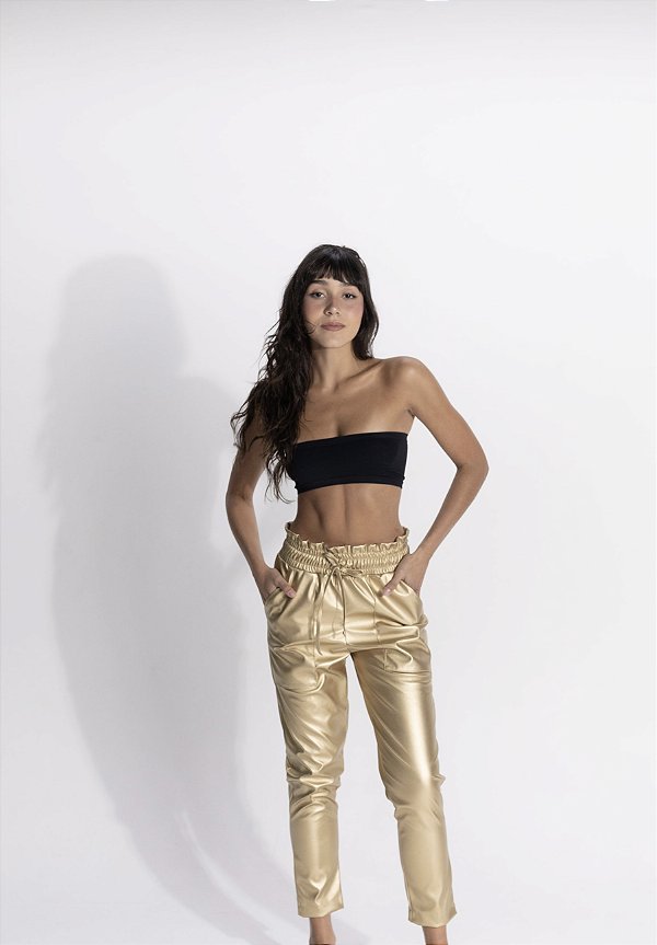Jogger Couro Dourado
