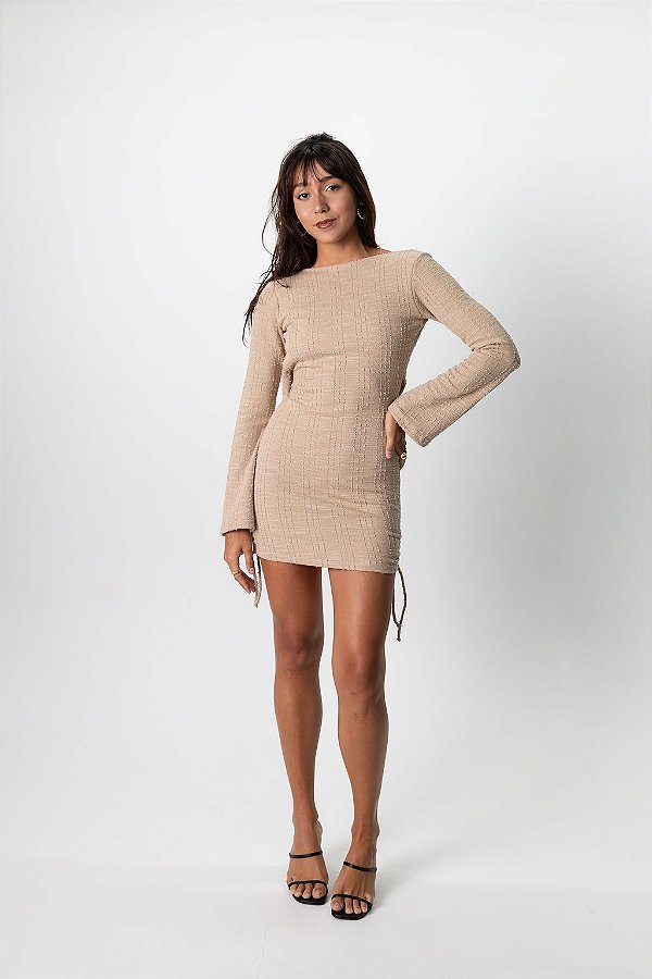 Vestido Curto Malha Areia
