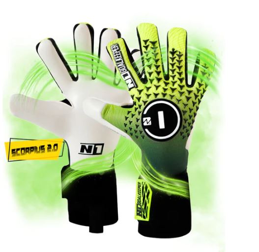 LUVA DE GOLEIRO PROFISSIONAL N1 SCORPIUS NEON 2.0 + BRINDE