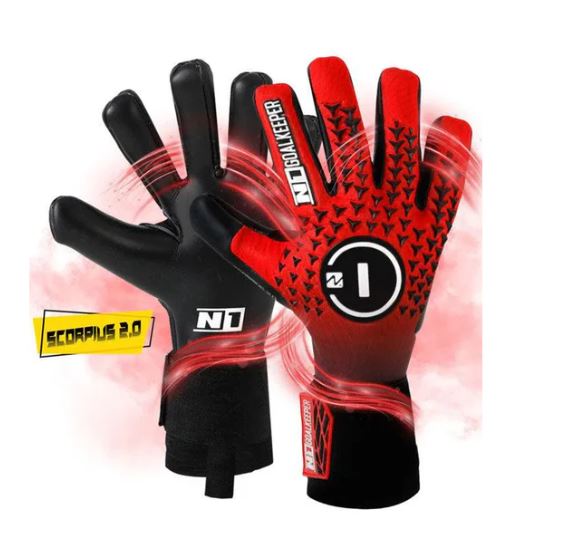 LUVA DE GOLEIRO PROFISSIONAL N1 SCORPIUS RED 2.0 + BRINDE