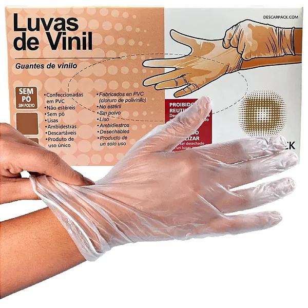 Luva Vinil Sem Pó Transparente | 100un