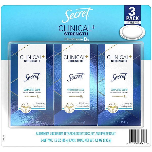 Desodorante Secret Clinical Strength Soft Solid 45g - C/ 3 Unidades