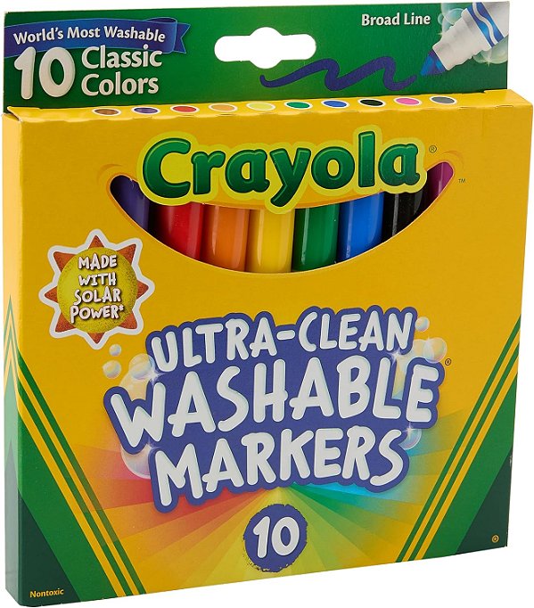 Crayola Canetinha Marcadores Ultra Clean Washable 10 cores