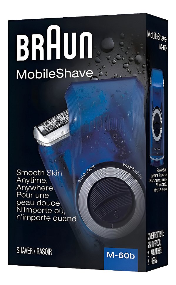 Aparador Barbeador De Precisao Braun Mobile Inteligente M-60 Azul Pilhas Aa