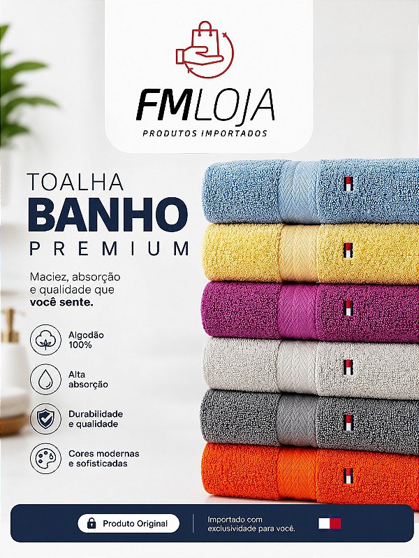 Toalha de Banho Tommy Hilfiger Modern American 100% Algodão