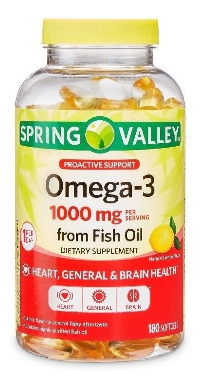 Omega-3 1000mg + Fish Oil - Vitamina Spring Valley - 180 Un