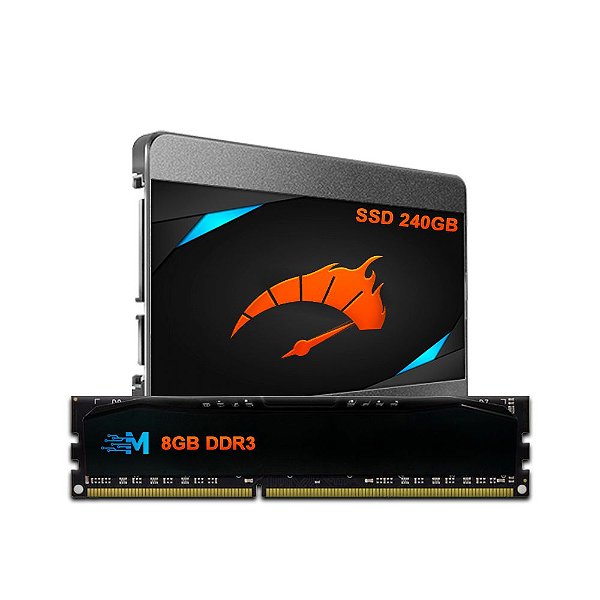 Kit Upgrade de alto desempenho - SSD 240GB + Memória 8GB DDR3