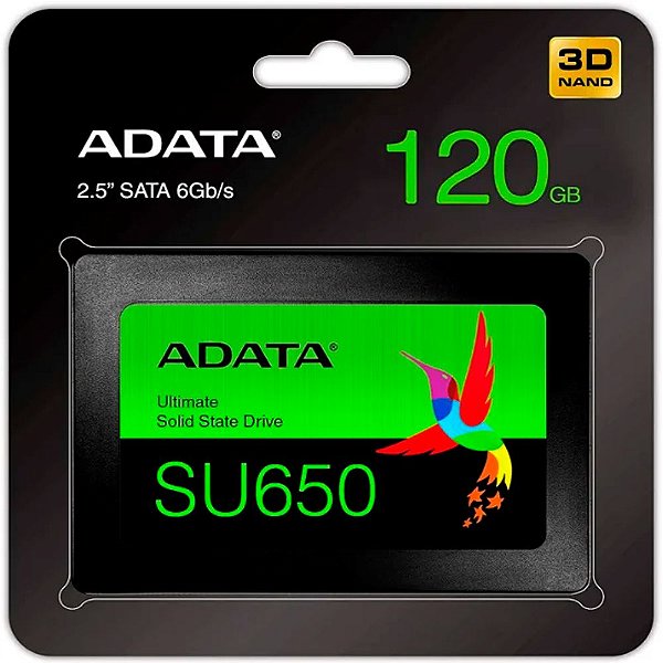 SSD Adata 120GB, Sata III, Leitura 520MBs e Gravação 450MBs, ASU650SS-120GT-R