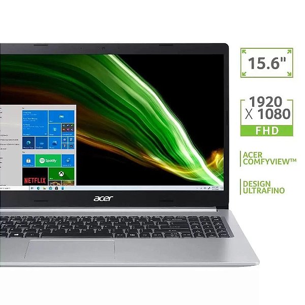 Notebook Acer Aspire 5 A515-54-56W9 Intel Core i5-10210U 4GB 256GB ssd Windows 10 Home 15.6 Cinza