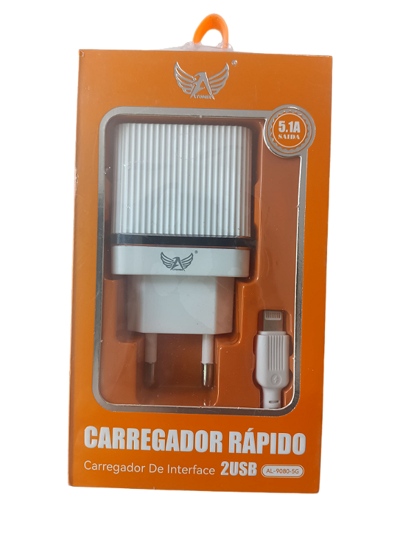 Carregador Altomex 2 USB 5.1A Modelo AL-9080-V8 com Cabo V8