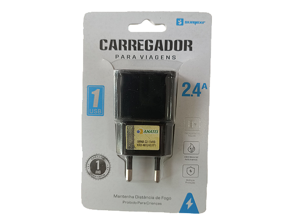 Carregador Celular Plug Tomada Adaptador Font USB 2.4A