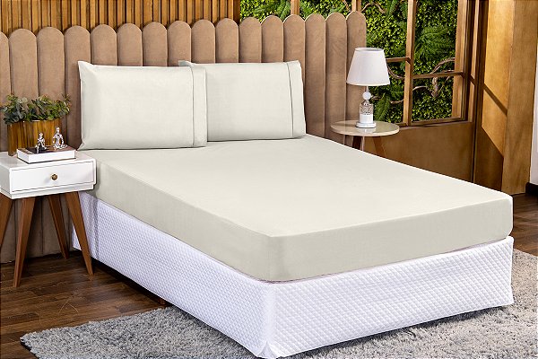 Jogo de Lençol 03 Peças 180 Fios Cama Casal Queen 100% Algodão Ponto Palito