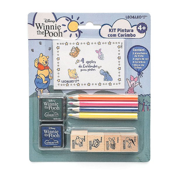 KIT PINTURA C/CARIMBO URSINHO POOH C LAPIS COR E BLOCO