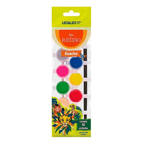 GUACHE MINI C/12 CORES REI LEAO - BLISTER 3ML POR POTE