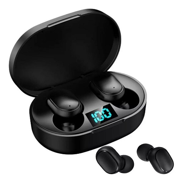 FONE SEM FIO BOX PRETO ESTEREO EARBUDS CASE CARREGADOR BLUETOOTH ORIGINAL LETRON