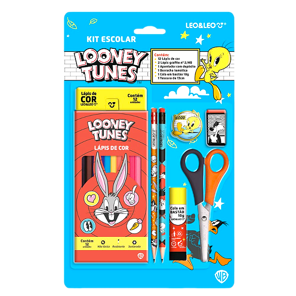 KIT LAPIS DE COR 12 CORES LOONEY TUNES