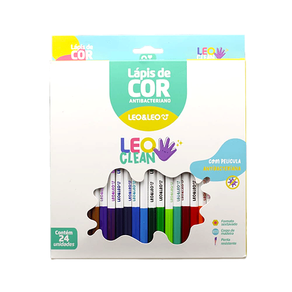 KIT 24 LÁPIS DE CORES ANTIBACTERIANOS