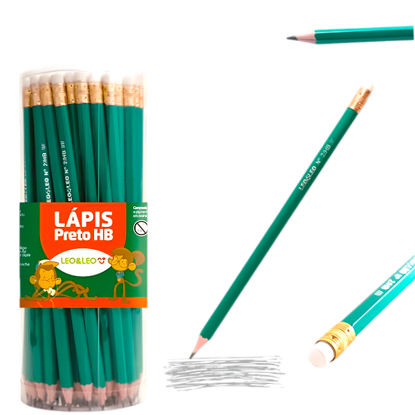 LAPIS GRAFITE HB RESINA VERDE SEXTAVADO C/BORRACHA
