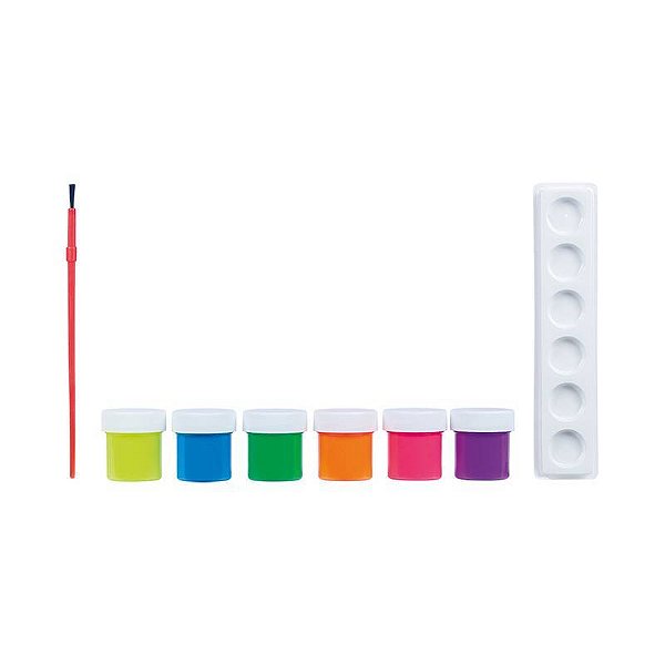 Kit Tinta Tempera Guache 8 Cores Acrilex 15ml Escolar Neon