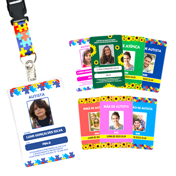 Kit Crachá de Identificação para Autista+Cordão e porta crachá – Segurança e Inclusão Sempre!