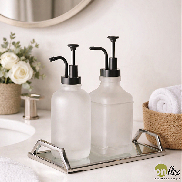 Porta Sabonete Líquido Redondo com Bico Curvo Revival 500ml Vidro - Retro Vintage