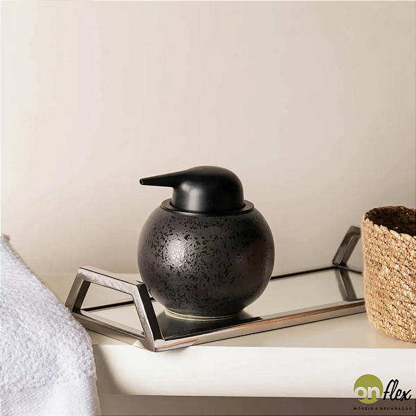 Porta Sabonete Líquido de Cerâmica Granada 350ml Preto