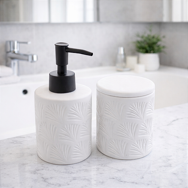 Kit Conjunto 2 Peças para Banheiro de Cerâmica Branco